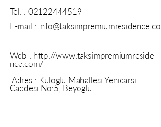 Taksim Premium Residence iletiim bilgileri